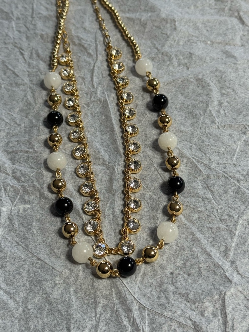 NWOT Talbots Pearl & Faux Diamonds double tiered necklace